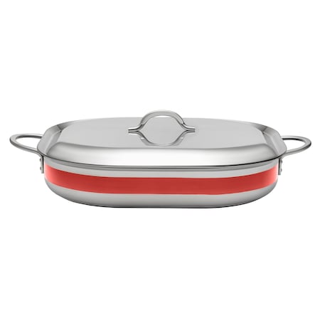 Bon Chef Country French 2 Oblong Pan W/Lid  15" X 11" X 2 7/8"  5 Qt - Red 71023-CF2-R